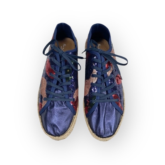 Ibizas ༄ Sequin Platform Espadrilles Lace Up Sneakers ༄ Navy Red Pink༄ 40 9 9.5 - Picture 9 of 16